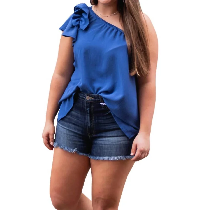 Cowboy toysSolid One Shoulder Top In Denim