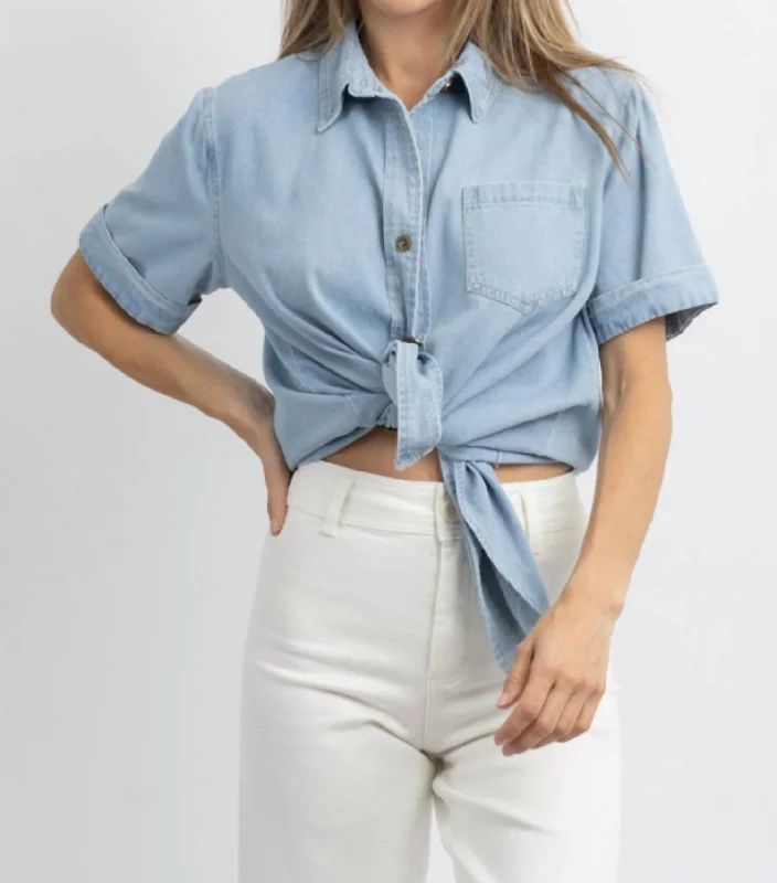 Workwear styleBack Bay Denim Button Top In Blue