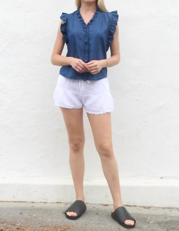 H&MDenim Ruffly Top In Blue