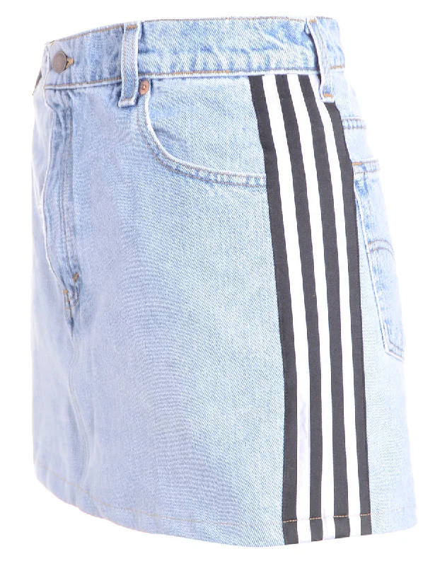 Denim with beltReworked Steph Branded Stripe Denim Skirt