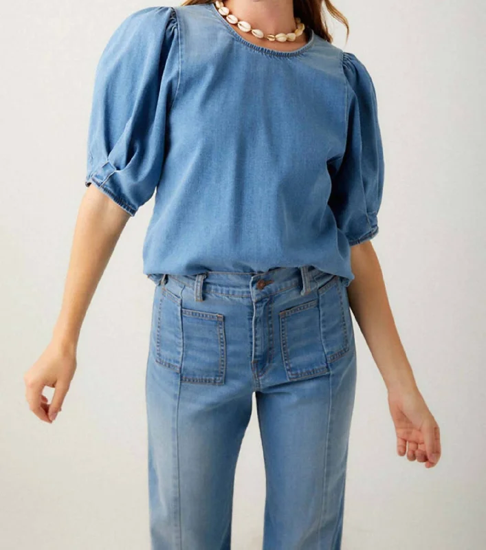 Cut selvedgePoof Blouse In Denim