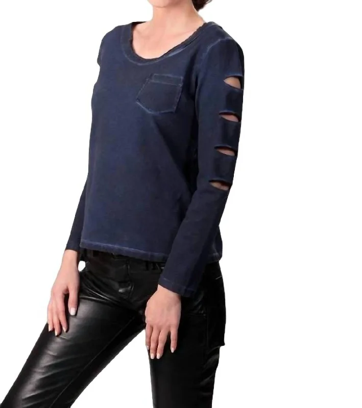 MadewellScoop-Neck Distressed Top In Denim