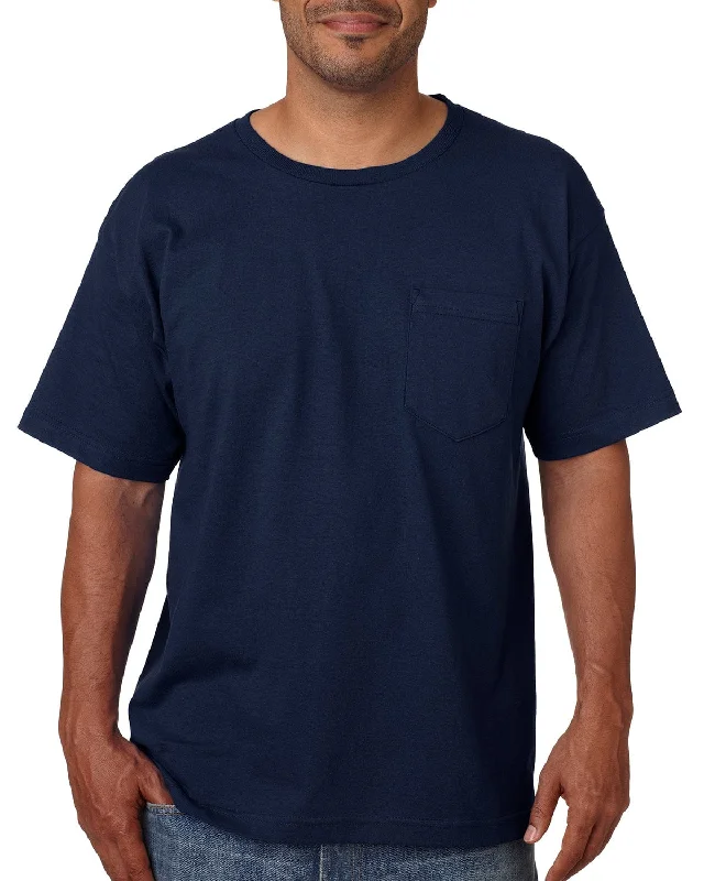 Bayside USA Made Short Sleeve Pocket T-Shirt | Light NavyEmbroidered T-Shirts