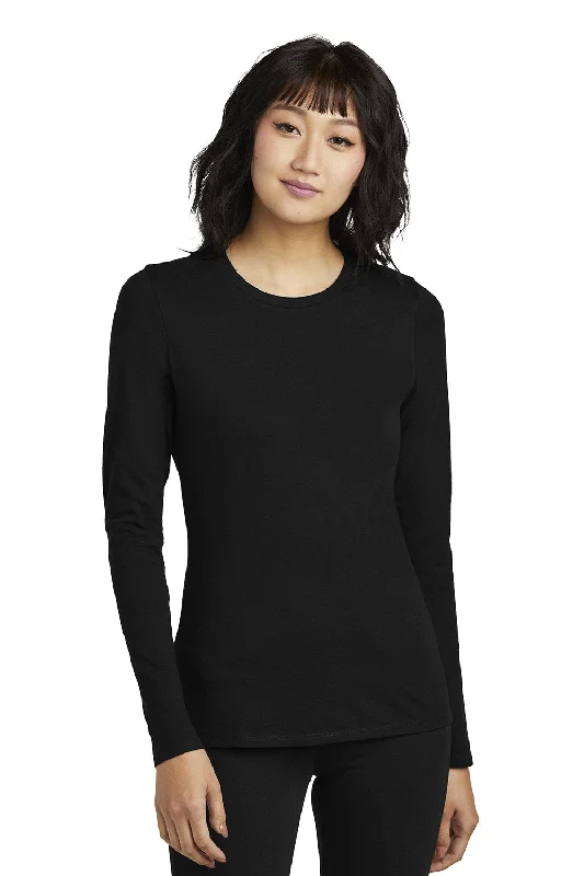 District Womens Perfect Blend CVC Long Sleeve Crewneck T-Shirt - Black - COMING SOONCamping T-Shirts