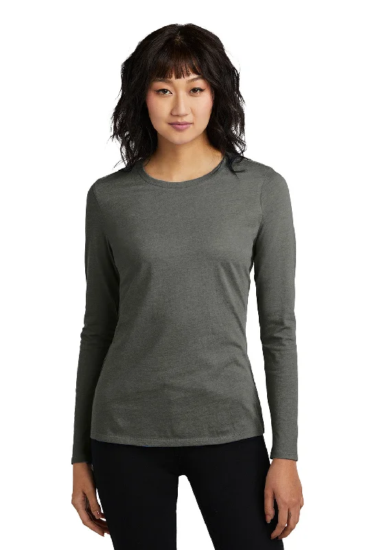 District Womens Perfect Blend CVC Long Sleeve Crewneck T-Shirt - Heather Charcoal Grey - COMING SOONFrench Terry T-Shirts