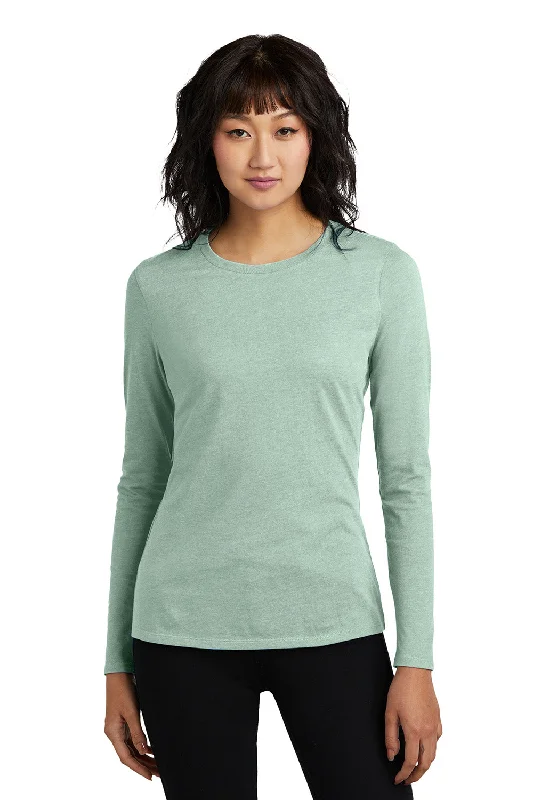 District Womens Perfect Blend CVC Long Sleeve Crewneck T-Shirt - Heather Dusty Sage Green - COMING SOONVintage T-Shirts