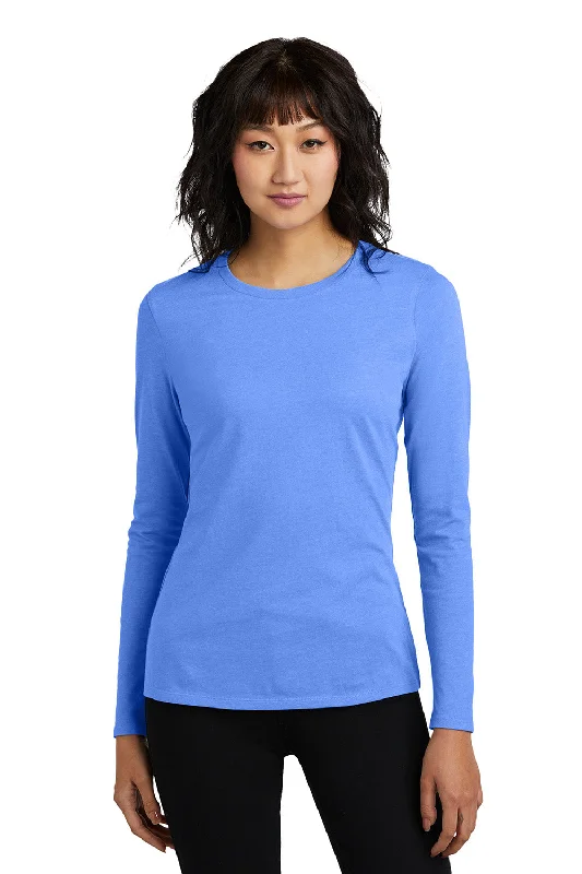 District Womens Perfect Blend CVC Long Sleeve Crewneck T-Shirt - Heather Royal Blue - COMING SOONButton-Up T-Shirts