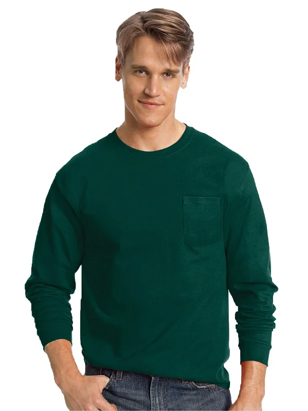 Hanes Tagless Long Sleeve Pocket T-Shirt | Charcoal HeatherHigh-Fashion T-Shirts