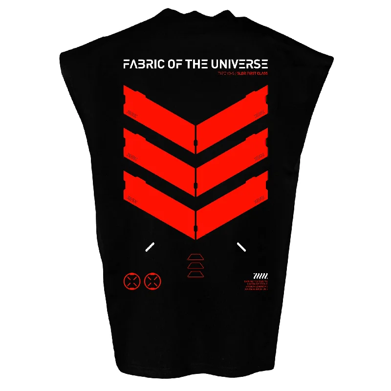 V3-S Black Red Oversized Sleeveless TEmbellished T-Shirts