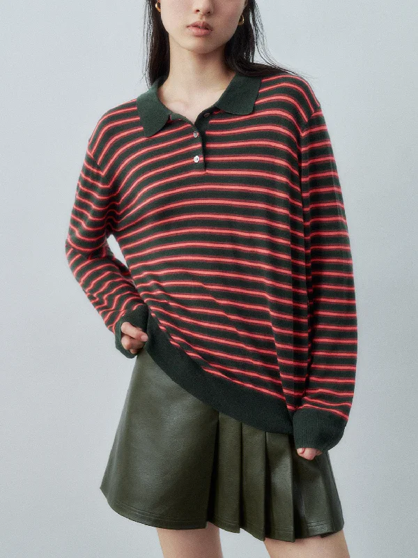 Striped Loose Knitted T-ShirtsStatement T-Shirts