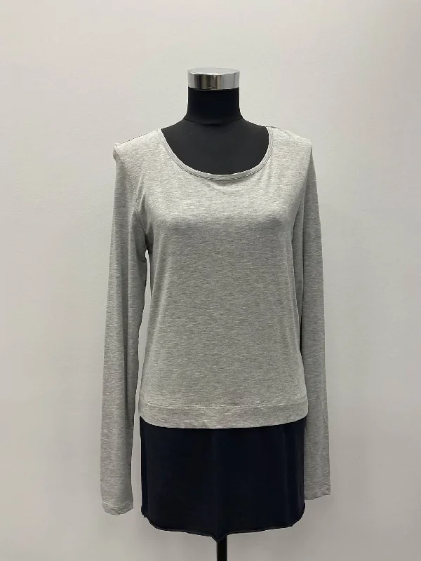 Long Sleeve T-Shirt In Grey/navyMetallic T-Shirts