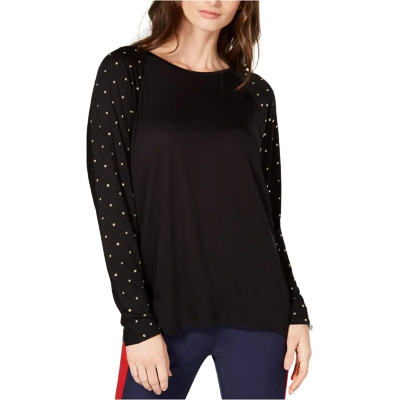 Michael Kors Womens Studded-Sleeve Embellished T-ShirtMinimalist T-Shirts