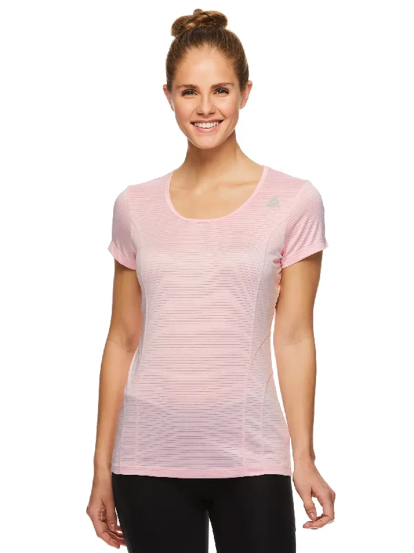 Reebok Women's Fitted Performance Spacedye Mini Burnout Stripe T-ShirtTasseled T-Shirts