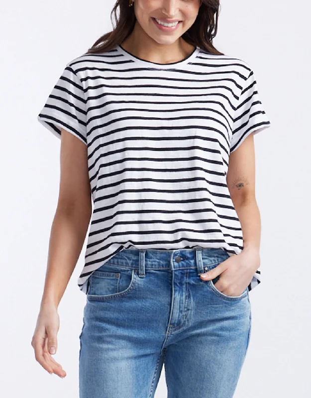 Turn Back T-Shirt - White/Black StripeOrganic Cotton T-Shirts