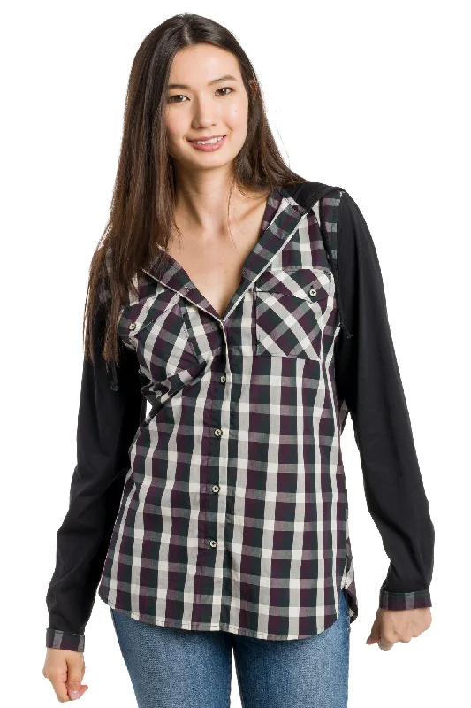 Skateboard SweatshirtsAvonlea | Women's Long Sleeve Button Up With Jersey Sleeves