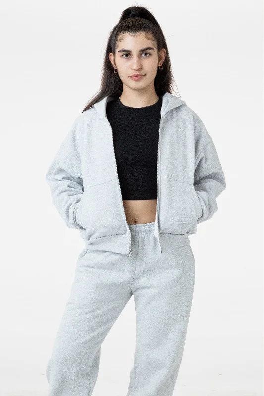 Asymmetrical HoodiesHF16 - Heavy Fleece Cropped Zip-Up Hoodie (Piece Dye)