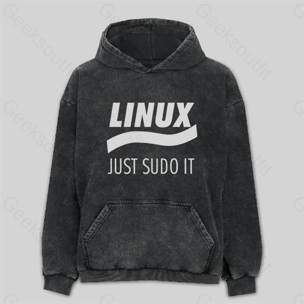 Rainproof HoodiesLinux Just Sudo It Washed Hoodie