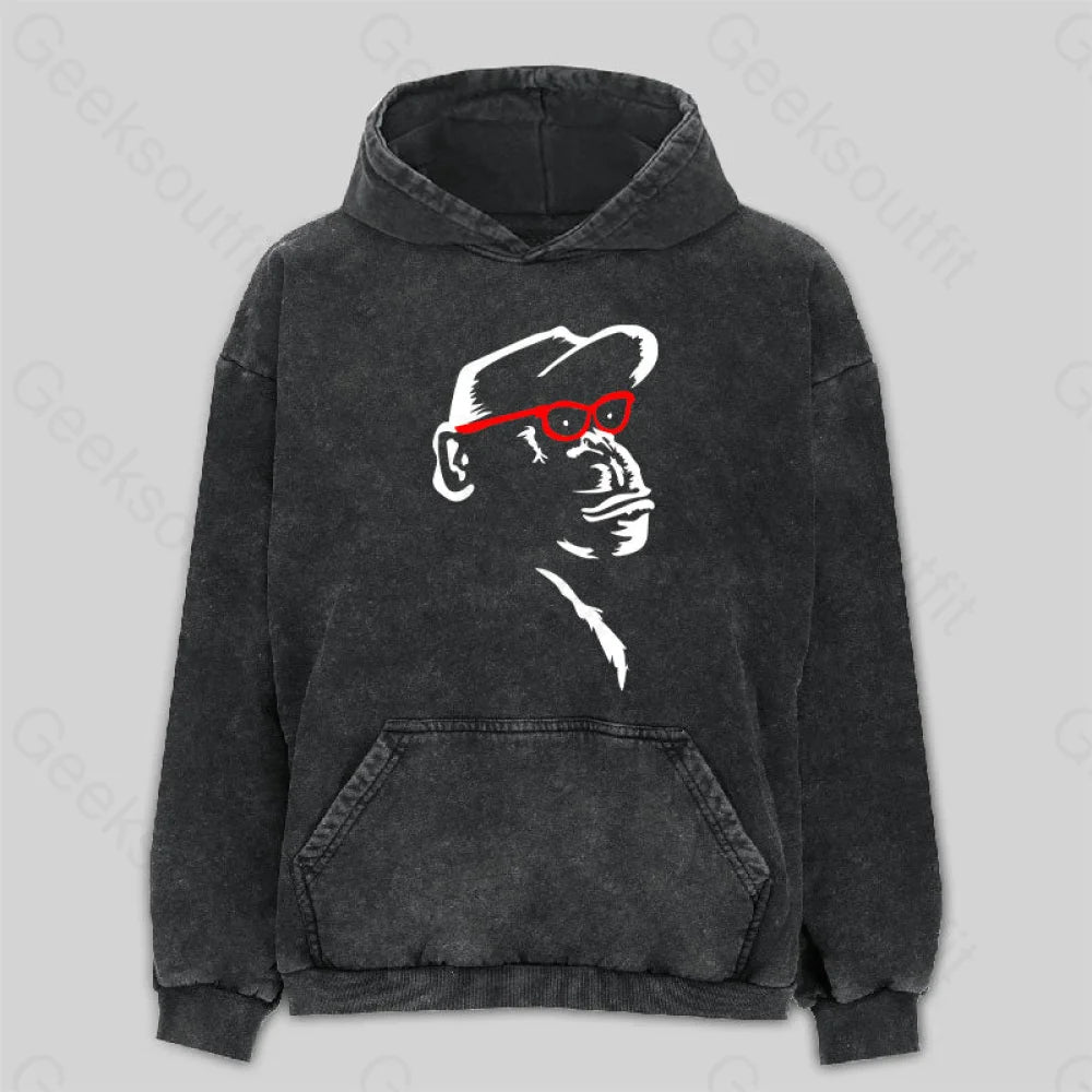 Waterproof HoodiesMonkey With Red Glasses Washed Hoodie