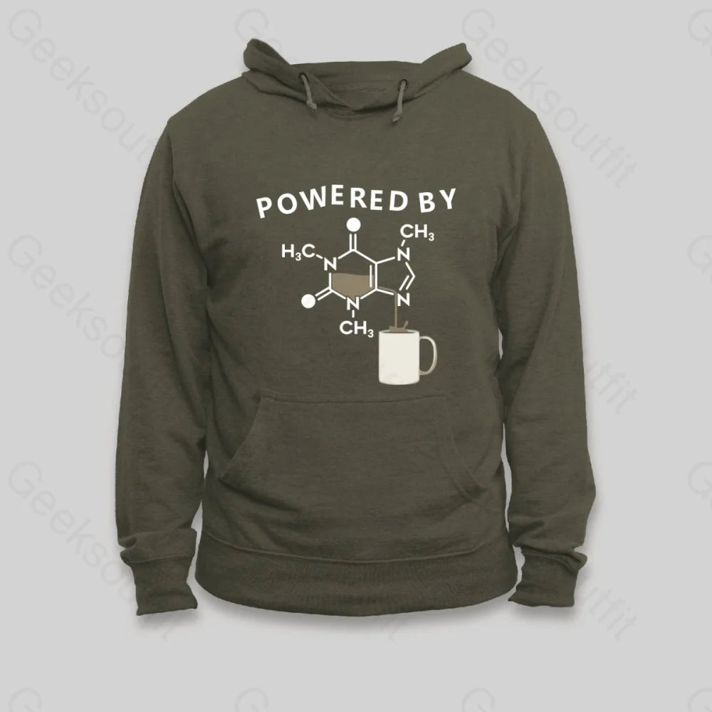 French Terry HoodiesPowered By Caffeine Unisex Geek Hoodie