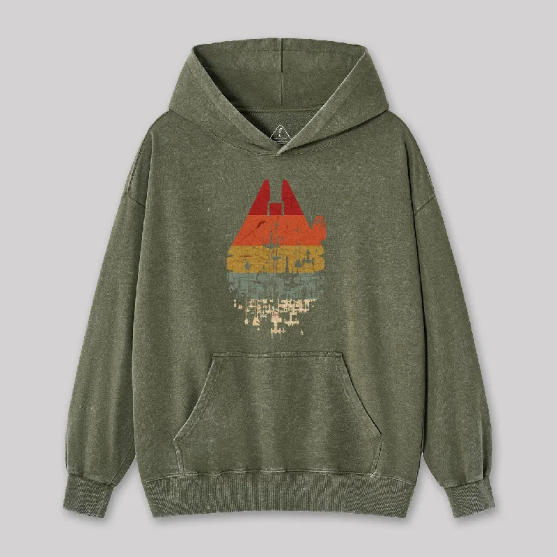 Fringed HoodiesRetro Battleship Geek Washed Hoodie