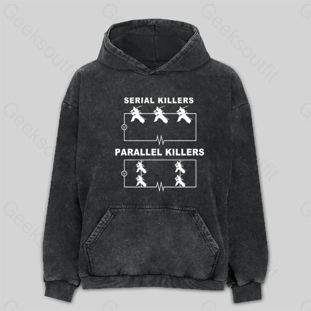 Hemp SweatshirtsSerial Killers VS Parallel Killers Circuit Diagram Washed Hoodie