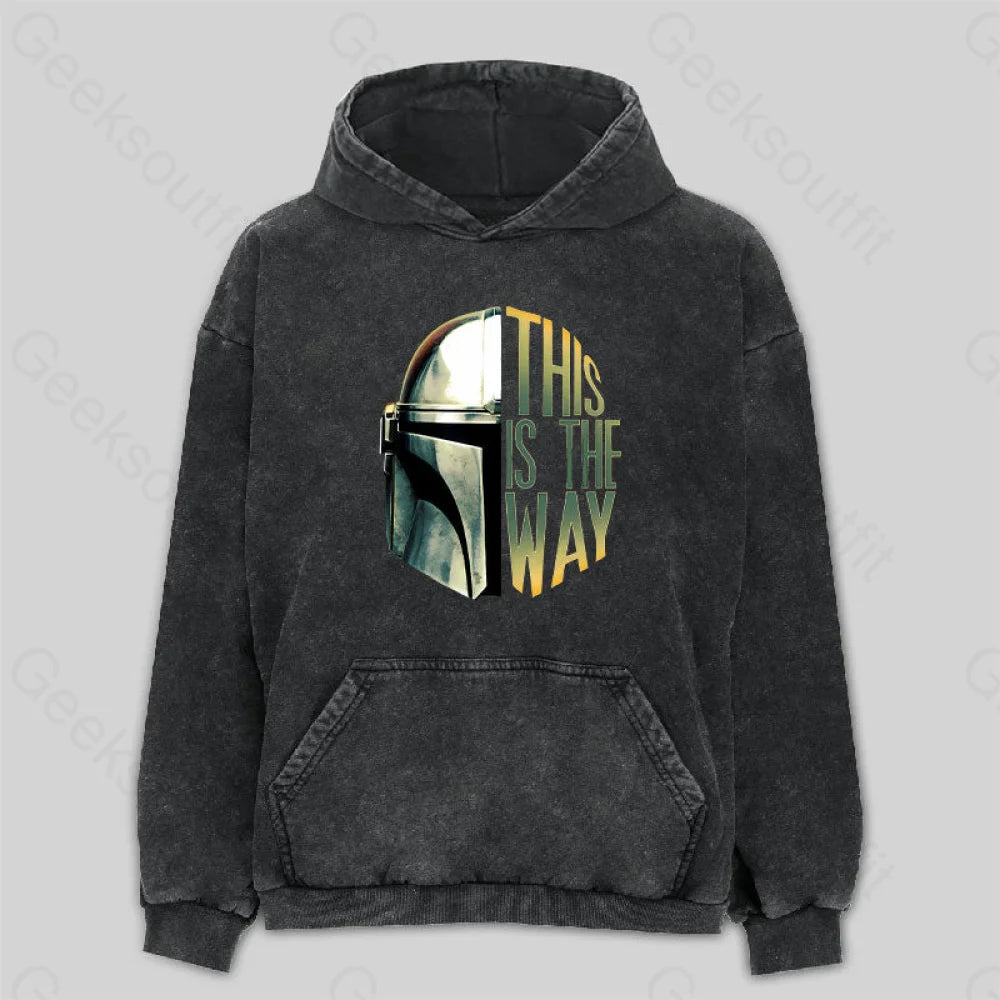 Polyester HoodiesThe Mandalorian This Is The Way Helmet Washed Hoodie