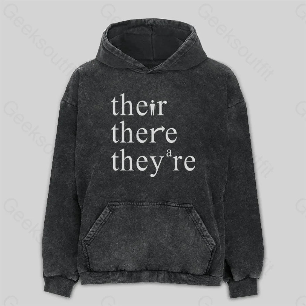 Vintage HoodiesThere Their They're Funny Grammar Washed Hoodie