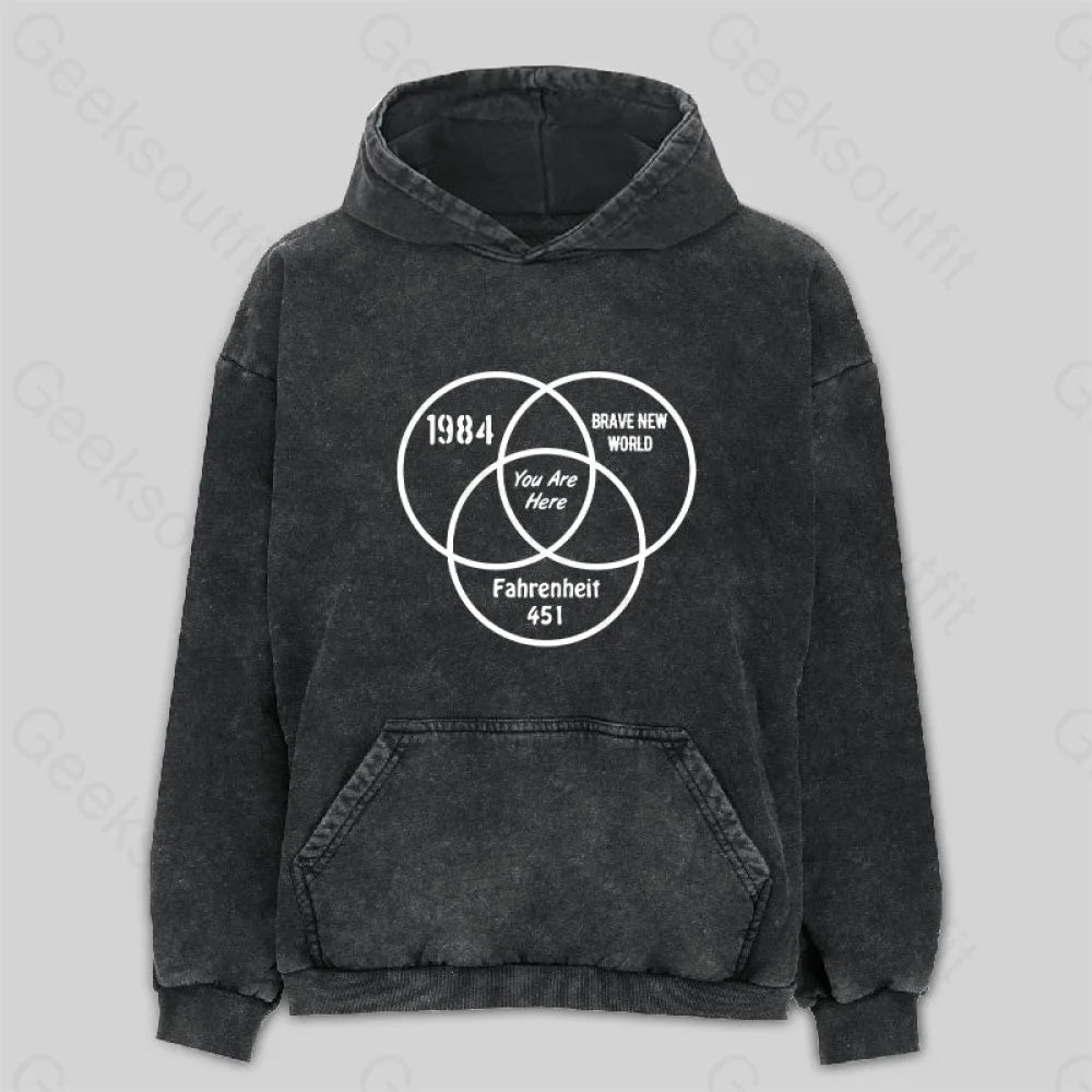 Hip-Hop HoodiesYou Are Here Washed Hoodie