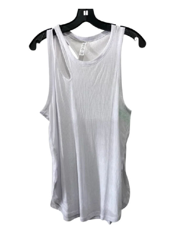 Wool sleeveless topAlo Size M White Pearl RIBBON Cut Out Sleeveless Top