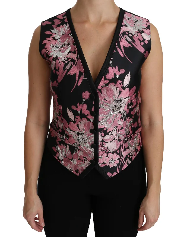 Ruffle sleeveless topsDolce & Gabbana Floral Brocade Sleeveless Top