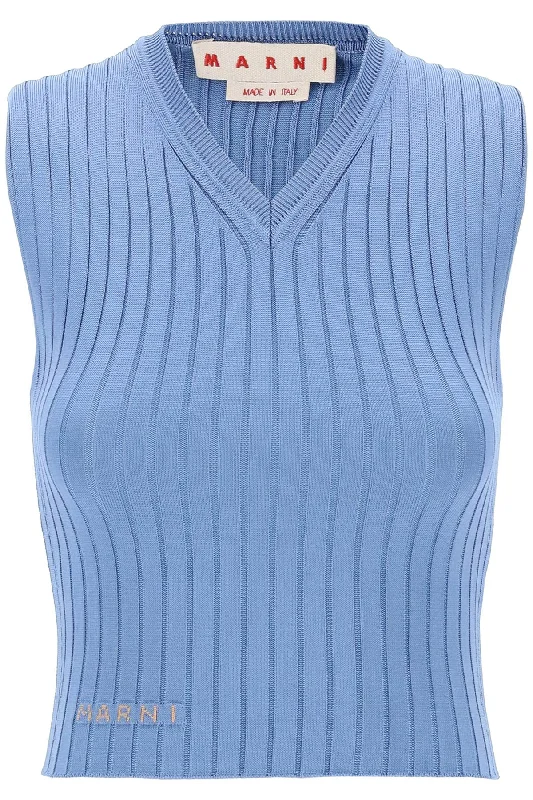 Travel sleeveless topsMarni Women's Sleeveless Ribbed Knit Top