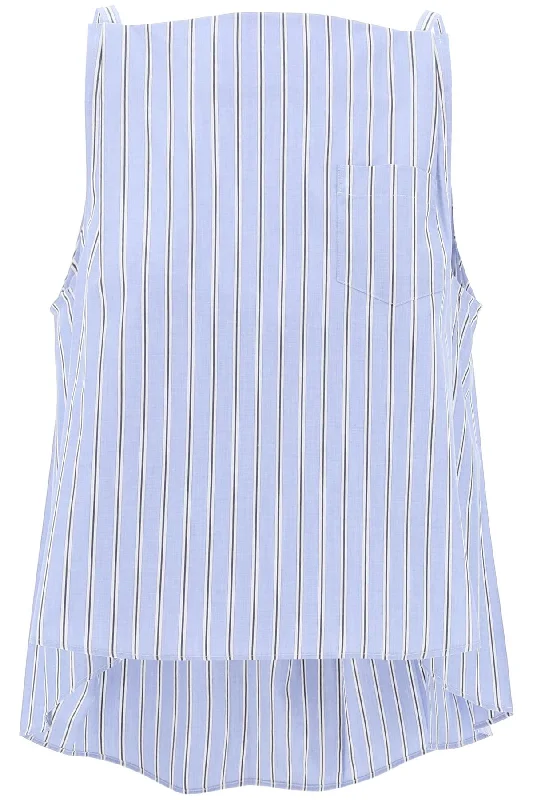 Silk sleeveless topsSacai Women's Striped Sleeveless Top In Poplin