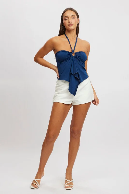 Pullover sleeveless topBlue Halter Top Sleeveless