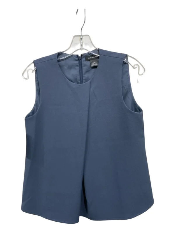 Wrinkle-proof sleeveless topClub Monaco Size XS Slate Blue Polyester Sleeveless Back Zip Front Slit Top