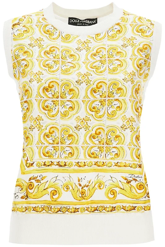 Slim sleeveless topDolce & Gabbana Women's "Silk Sleeveless Top With Mai