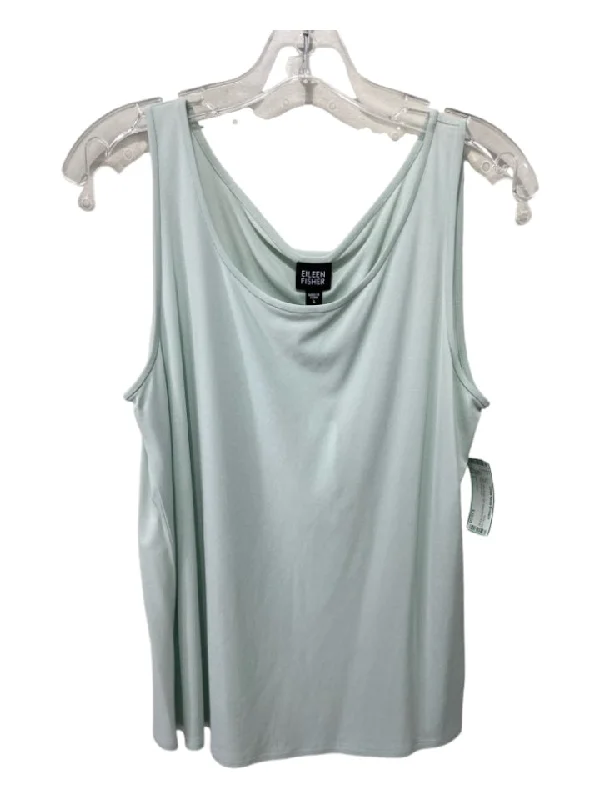 Sleeveless shirtsEileen Fisher Size L Mint Green Silk Sleeveless Scoop Neck Top