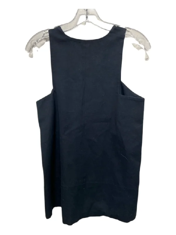 Autumn sleeveless topsEmerson Fry Size S Black Cotton Deep V Sleeveless Baker Pockets Darted Top