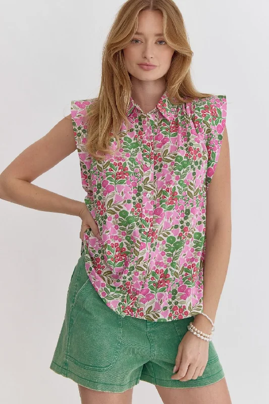 Sleeveless T-shirtsGarden Dreams Sleeveless Blouse {Pink Mix}