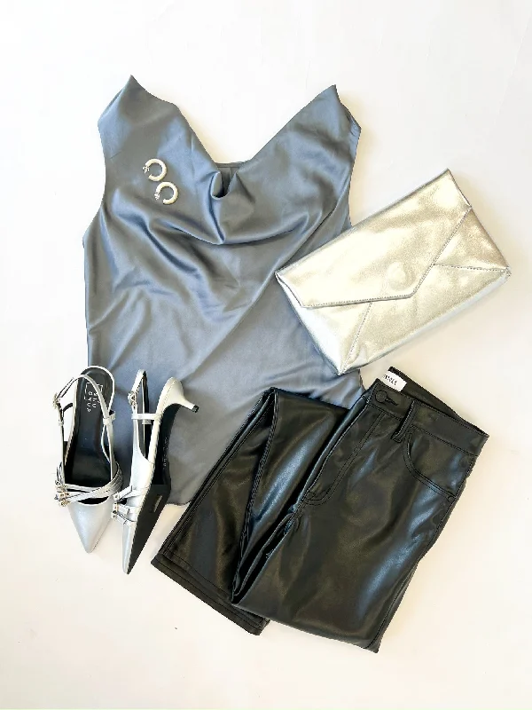 Velvet sleeveless topGun Metal Sleeveless Top