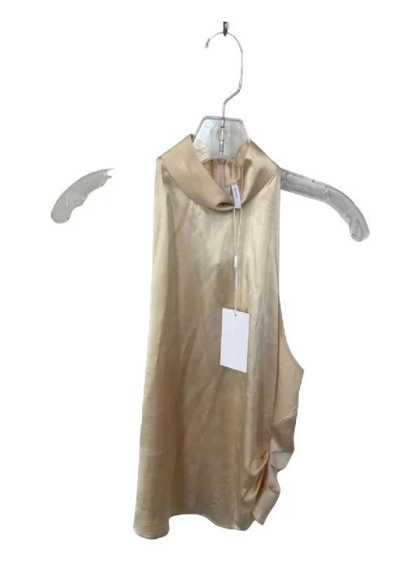 Plush sleeveless topsHelmut Lang Size XS Champagne Silk Mock Neck Sleeveless Top