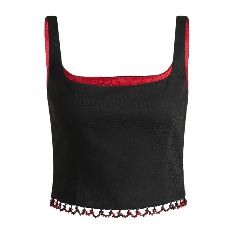 Spliced ​​sleeveless topsHUGO x Les Benjamins sleeveless top with beaded trim