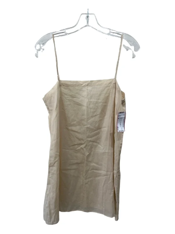 Dinner sleeveless topsIsabel Etoile Marant Size 38 Beige Cotton Sheer Sleeveless Spaghetti Strap Top