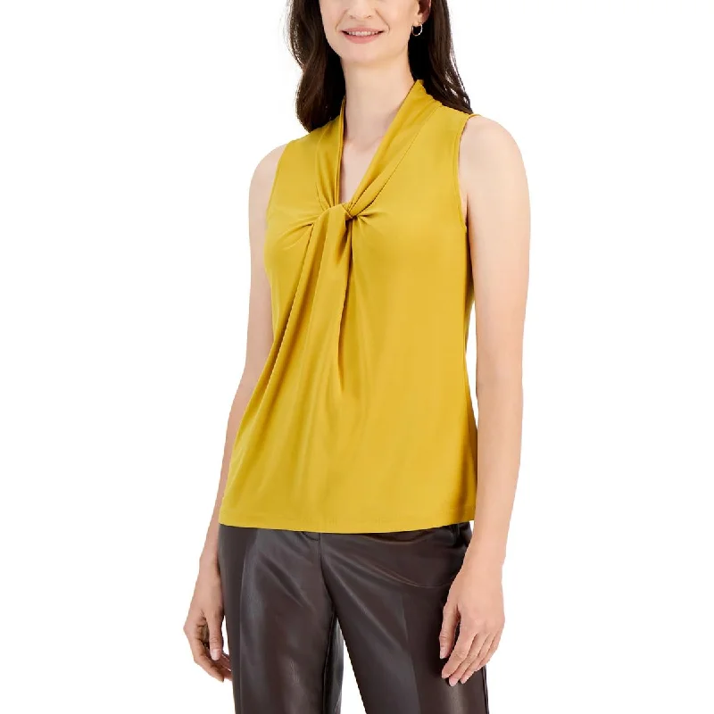 Zipper sleeveless topKasper Womens    Sleeveless Gathered Blouse