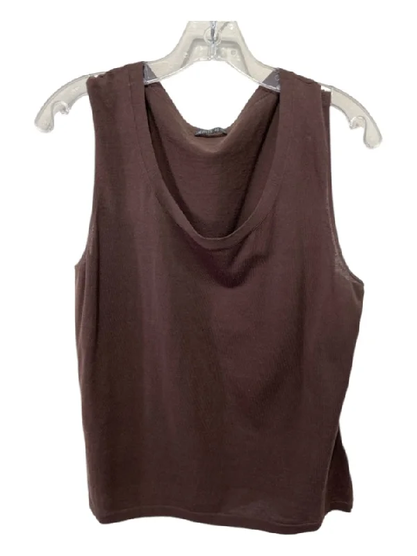 Travel sleeveless topsLafayette 148 Size 12 Brown Cotton Sleeveless Scoop Neck Top