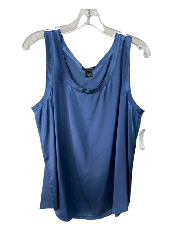 Beach sleeveless topsLafayette 148 Size XL Blue Silk Sleeveless Scoop Neck Top