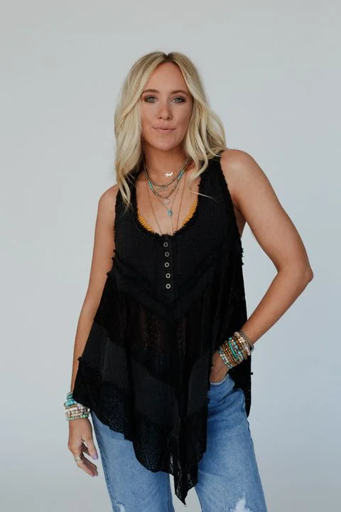 Custom sleeveless topsMelbourne Sleeveless Lace Top - Black