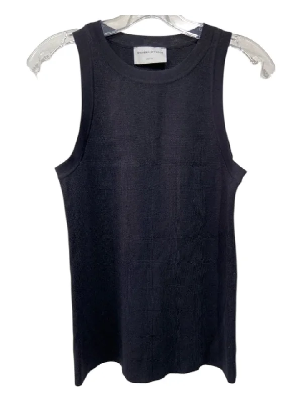 V-neck sleeveless topsModern Citizen Size M Black Viscose Blend Crew Neck Ribbed Sleeveless Top