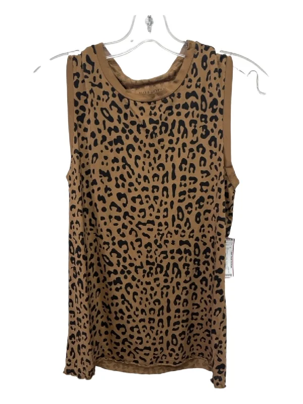 Waisted sleeveless topNili Lotan Size S Brown & Black Cotton Animal Print Sleeveless Round Neck Top