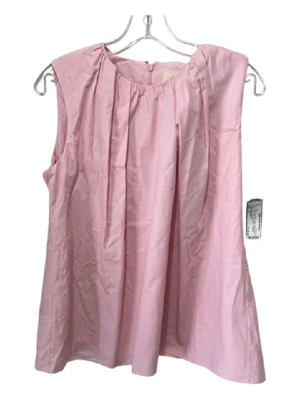 Long sleeveless topRoksanda Size 10 Light Pink Cotton Pleated Hem Tie Shoulder Sleeveless Top