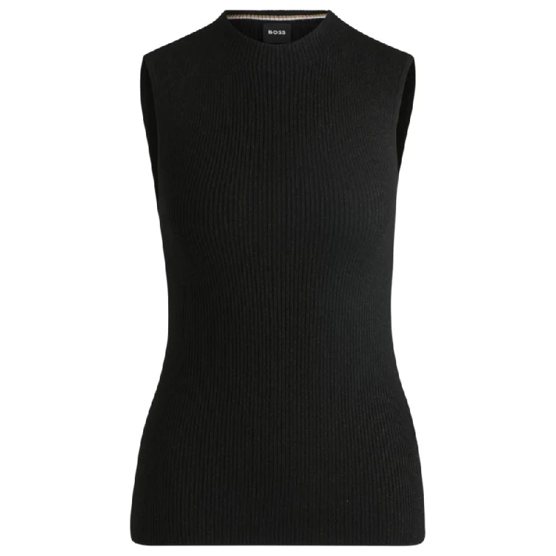 Silk sleeveless topsSleeveless ribbed top with sparkle effect